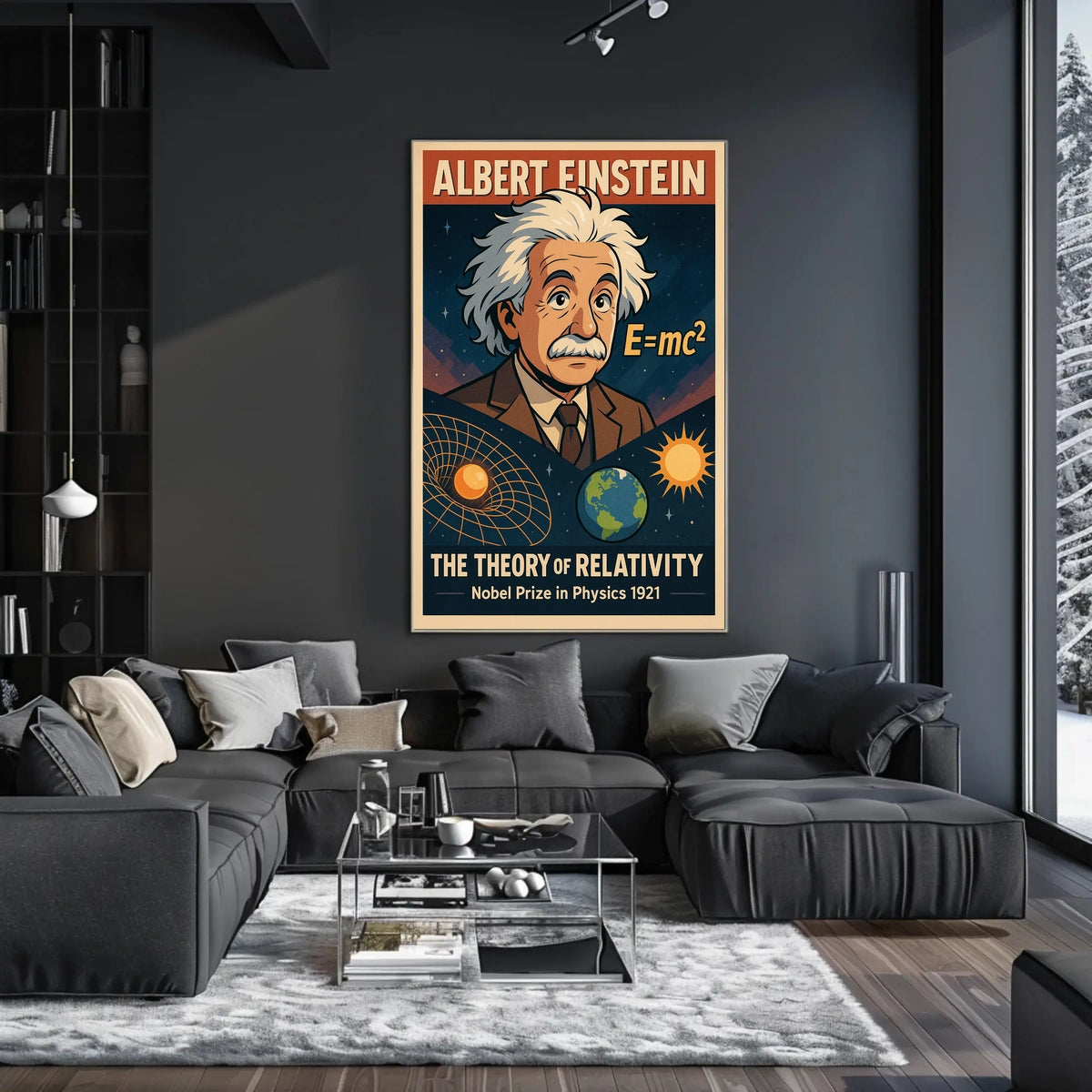 Albert Einstein Relativity Cosmos Wanderlust Educational Scientific Wall Art Poster