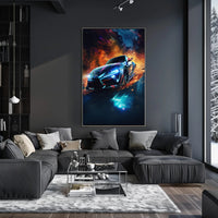 High-Speed Racing Car in Motion Sports Poster