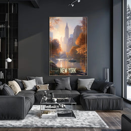 New York City Autumn Scene Poster Abstract Wall Art