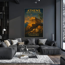 Athens Heritage Vintage Poster: Ancient Greek Inspiration