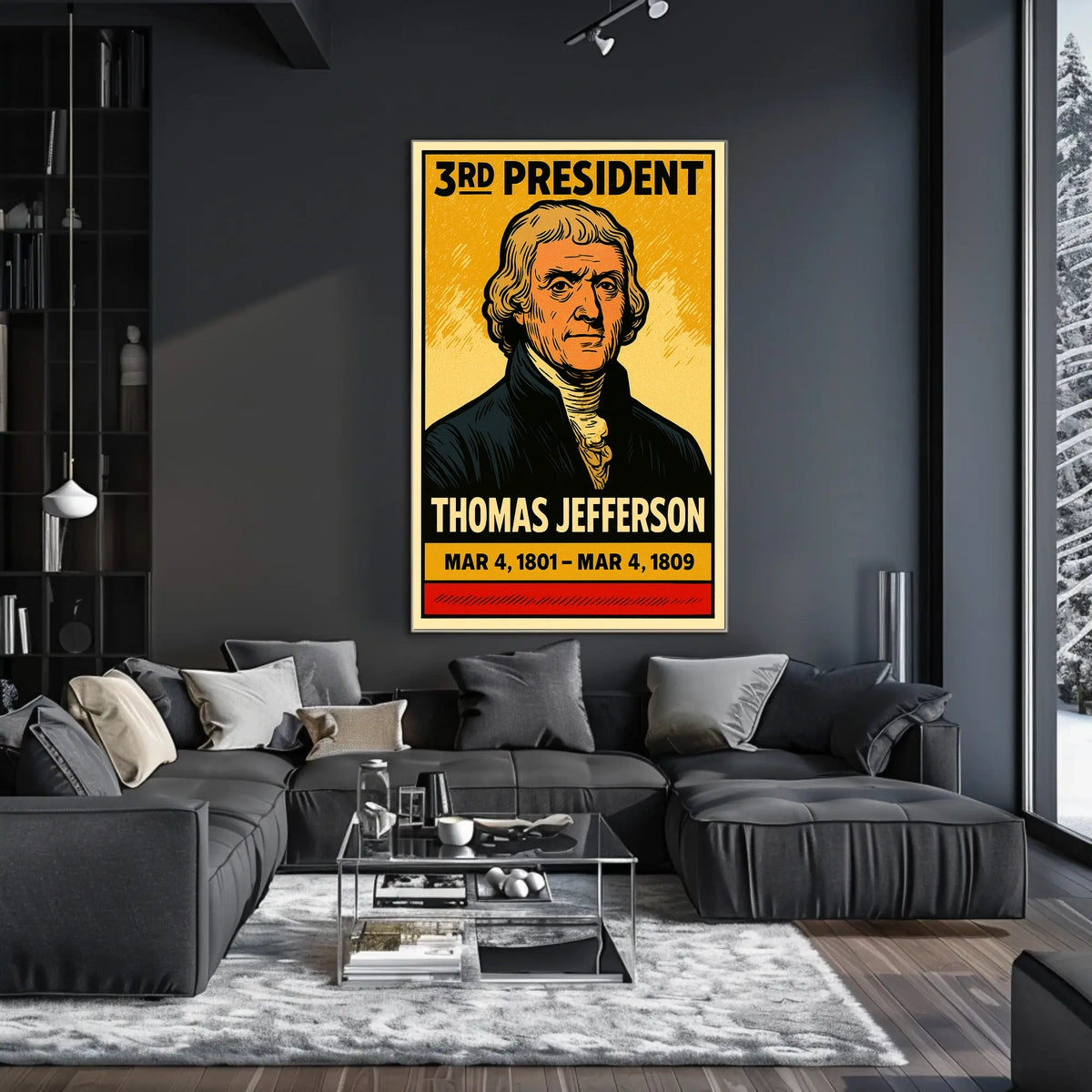 Thomas Jefferson 3rd President of the United States Inked Comic Style Poster
