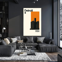 Detroit Skyscraper Modern Illustration Travel Poster