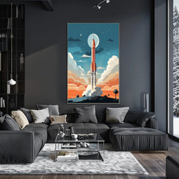 Rocket Launch Adventure: Vintage Space or Astronomy Poster