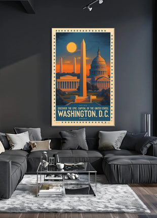 Washington D.C. Landmarks Vintage Travel Poster