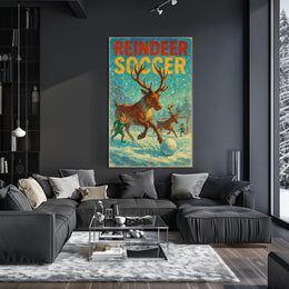 Reindeer Soccer Festive Winter Wonderland Poster