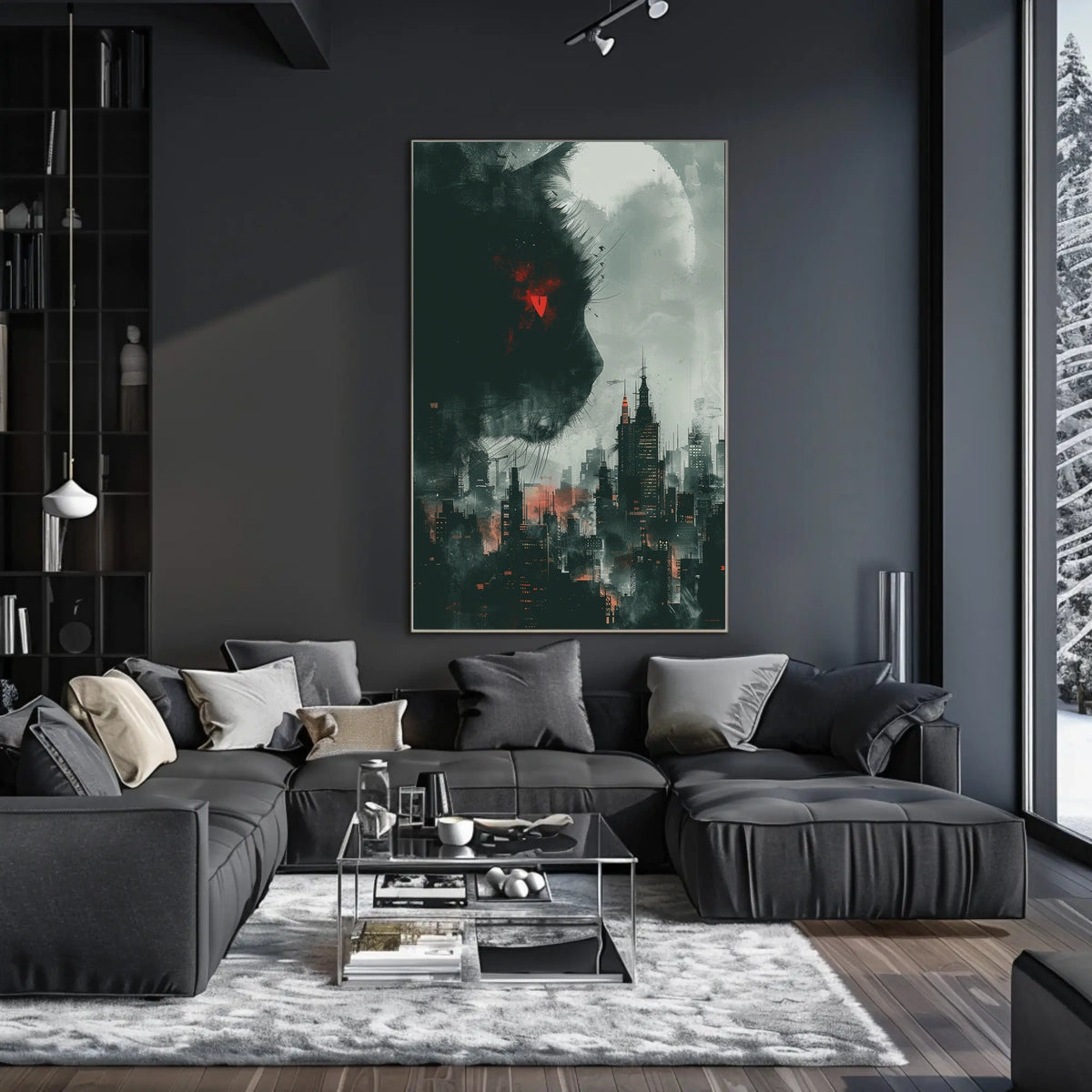 Cat Over Cityscape Poster