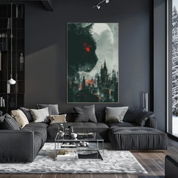 Cat Over Cityscape Poster