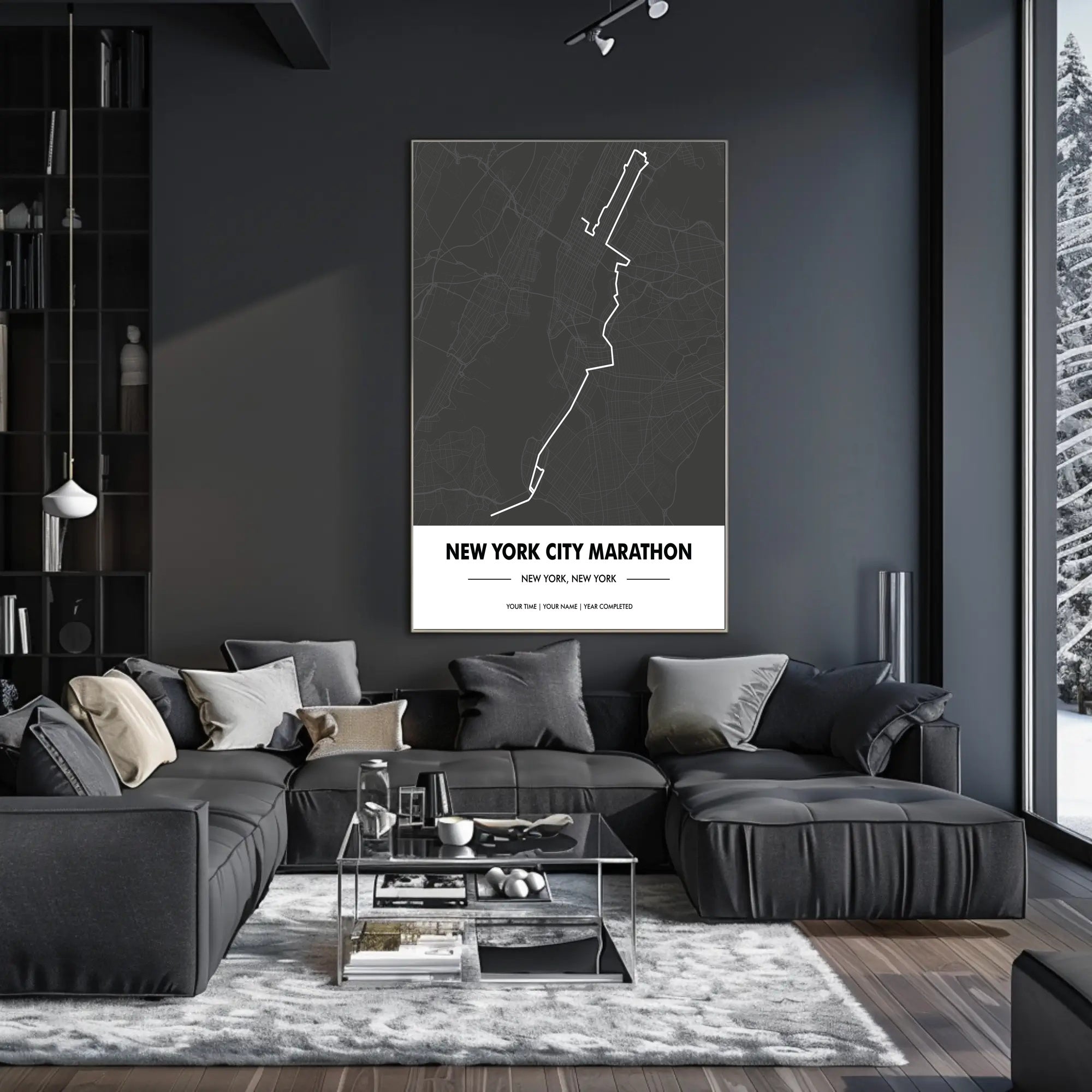 New York City Marathon Route Modern Sports Poster