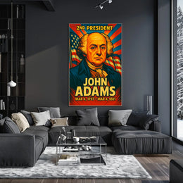 John Adams 2nd President of the United States Colorful Comic Book Style Poster