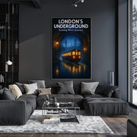 London's Underground Evening River Journey Poster PosterGoat