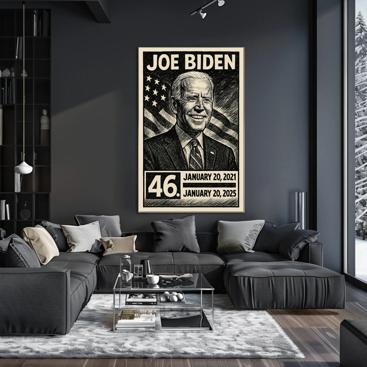 Joe Biden 46th President of the United States B & W Comic Sketch Poster