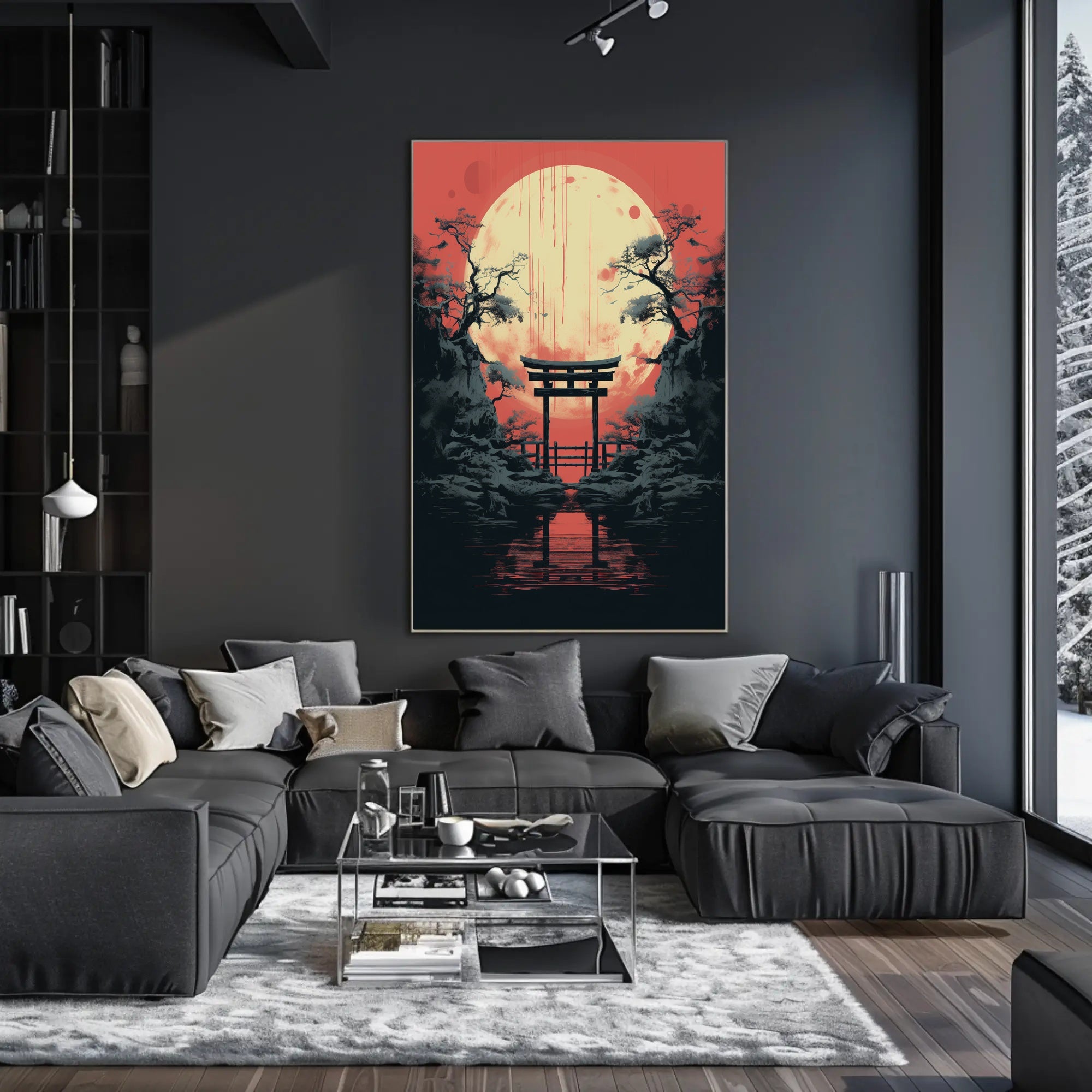 Moonlit Torii Gate Poster PosterGoat