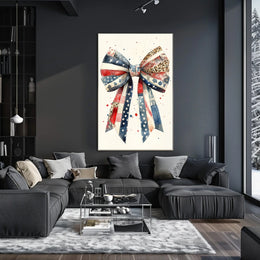 Patriotic Large Coquette Bow Wall Art American Flag Poster