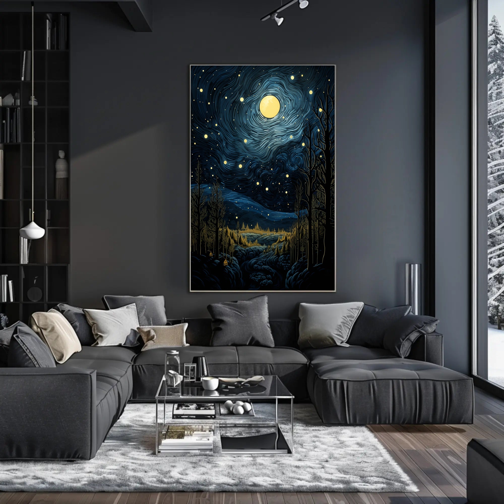 Starry Night Landscape Poster PosterGoat