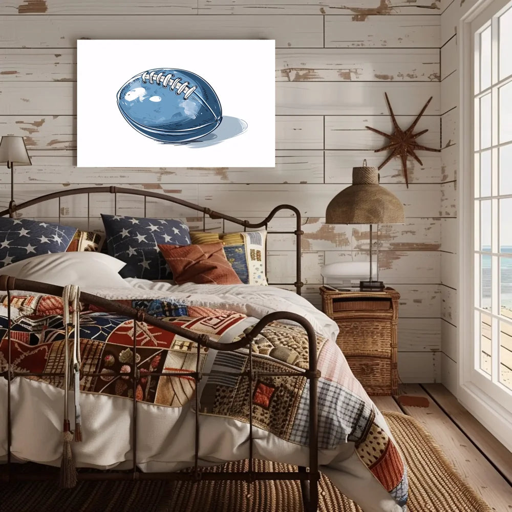Stylized Blue American Football Art Poster
