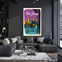 New Jersey Cityscape with Sailboat Urban or Cityscape Poster