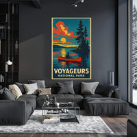 Voyageurs National Park Vintage Canoe Adventure Poster