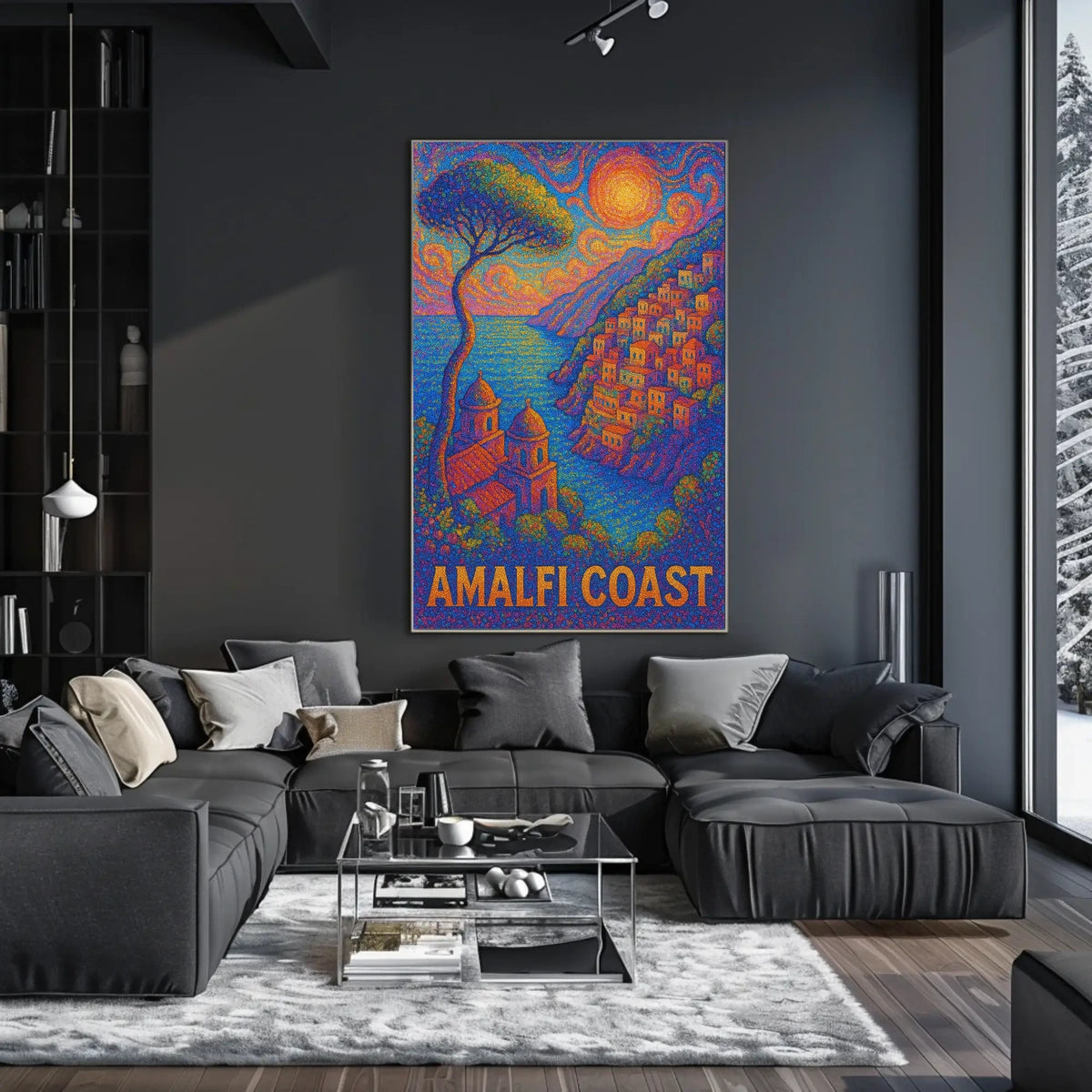 Amalfi Coast Poster Wall Art Coastal Scenic Print For Decor
