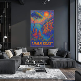 Amalfi Coast Poster Wall Art Coastal Scenic Print For Decor