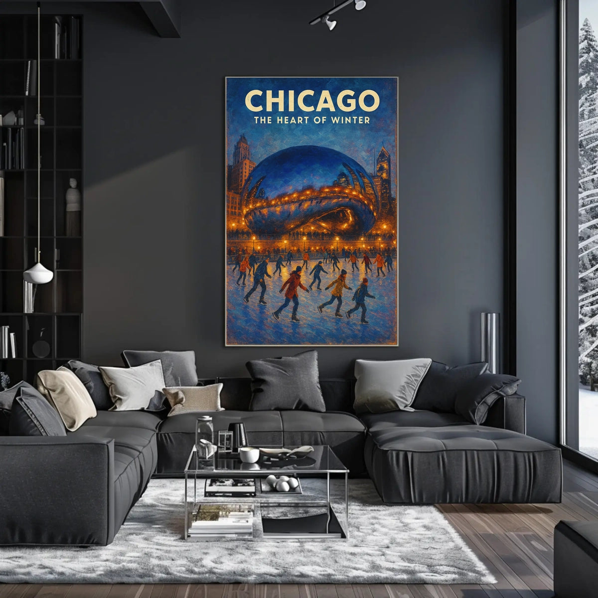 Chicago Heart Of Winter Cityscape Wall Art Decor Poster
