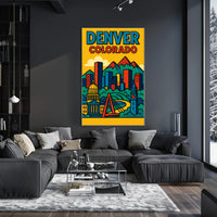 Denver Cityscape Illustrated in Retro Style Urban or Cityscape Poster PosterGoat