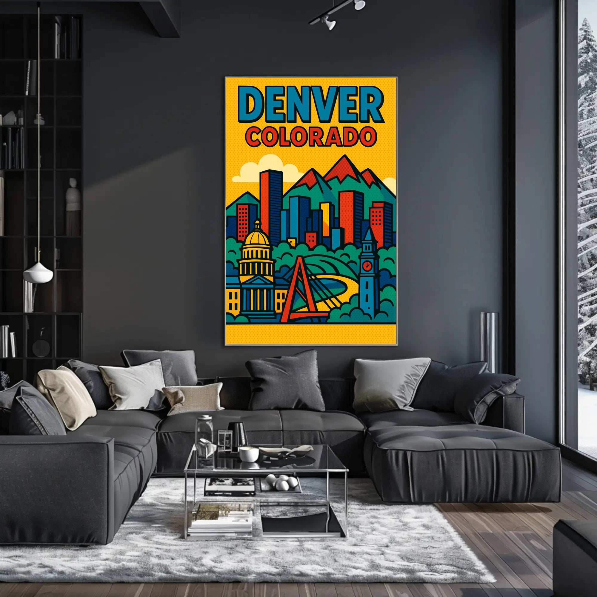 Denver Cityscape Illustrated in Retro Style Urban or Cityscape Poster PosterGoat