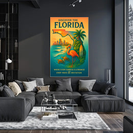 Florida Vacation Illustration Tropical Nature Poster