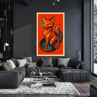 Geometric Fox With Headphones Poster