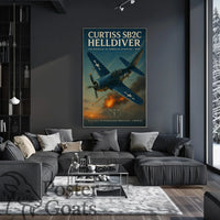 Curtiss SB2C Helldiver Vintage Warfare WWII Poster