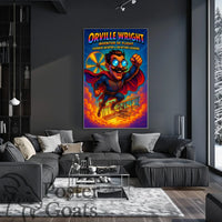 Orville Wright Comic Superhero Aviation Poster