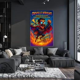 Orville Wright Comic Superhero Aviation Poster