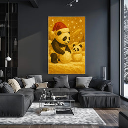 Festive Pandas in Winter Wonderland Poster