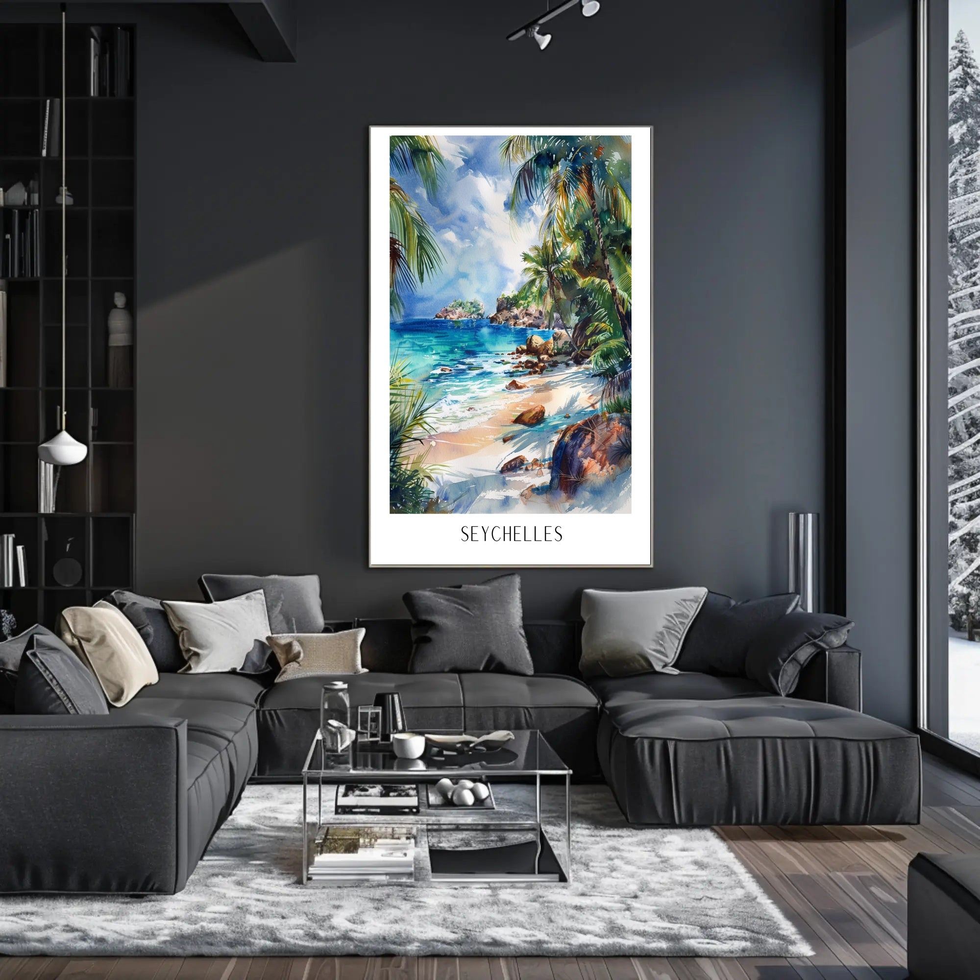 Tropical Paradise Beach Watercolor Art Travel Poster PosterGoat