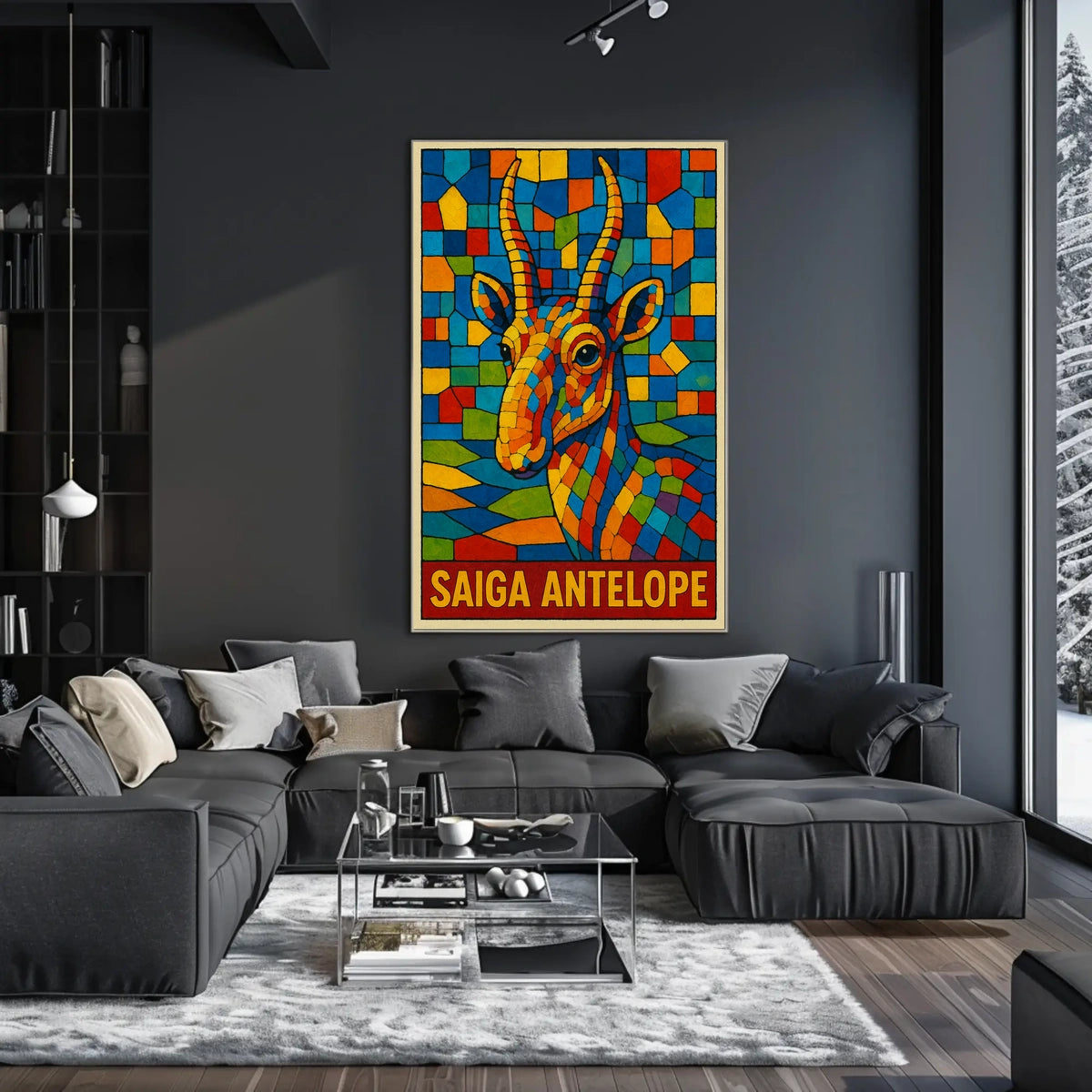 Saiga Antelope Mosaic Art Poster
