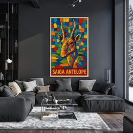 Saiga Antelope Mosaic Art Poster