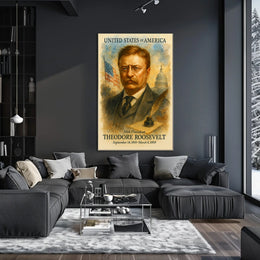 Theodore Roosevelt 26th President of the United States Vintage Watercolor Poster