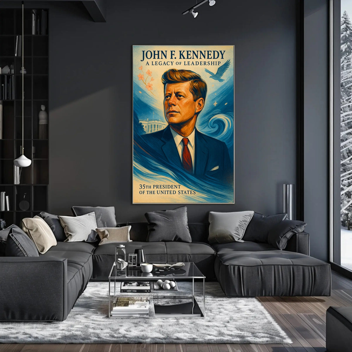 John F. Kennedy Inspirational Vintage Art Poster