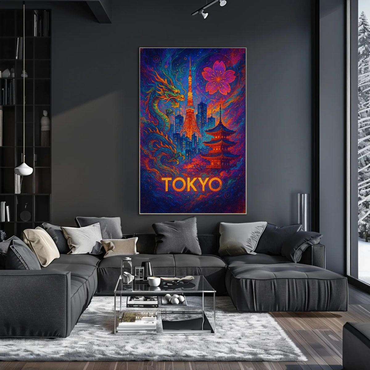 Tokyo Tower Fantasy: Vibrant Poster of Tradition & Modernity