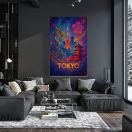 Tokyo Tower Fantasy: Vibrant Poster of Tradition & Modernity