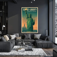 Statue Of Liberty NYC Travel Poster Vintage Wall Art