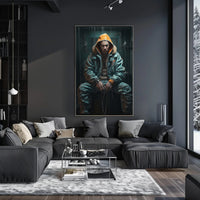 Futuristic Dystopian Character in Urban Scene - Sci-Fi Poster