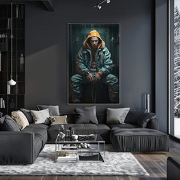 Futuristic Dystopian Character in Urban Scene - Sci-Fi Poster
