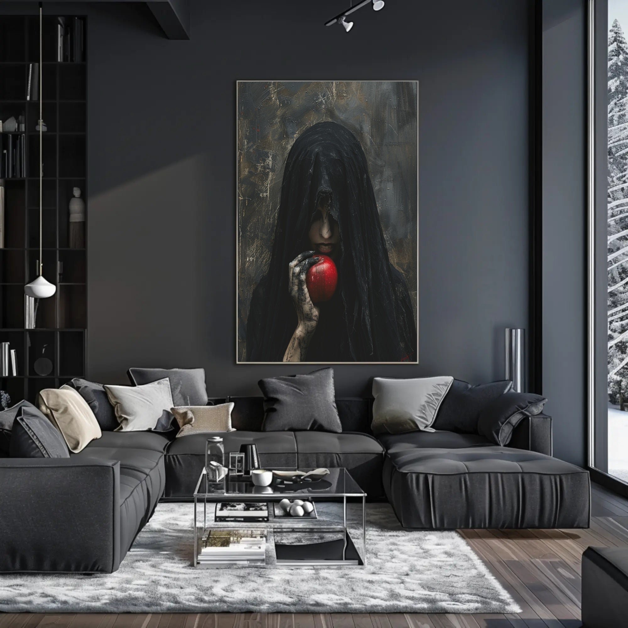 Mysterious Character with Red Apple Fantasy Poster PosterGoat