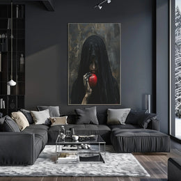 Mysterious Character with Red Apple Fantasy Poster PosterGoat