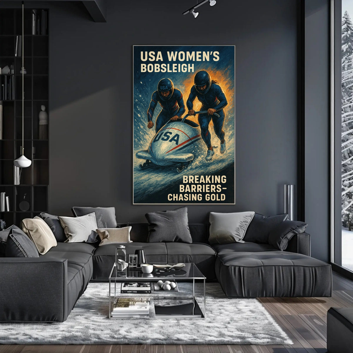 USA Womens Bobsleigh Breaking Barriers Poster