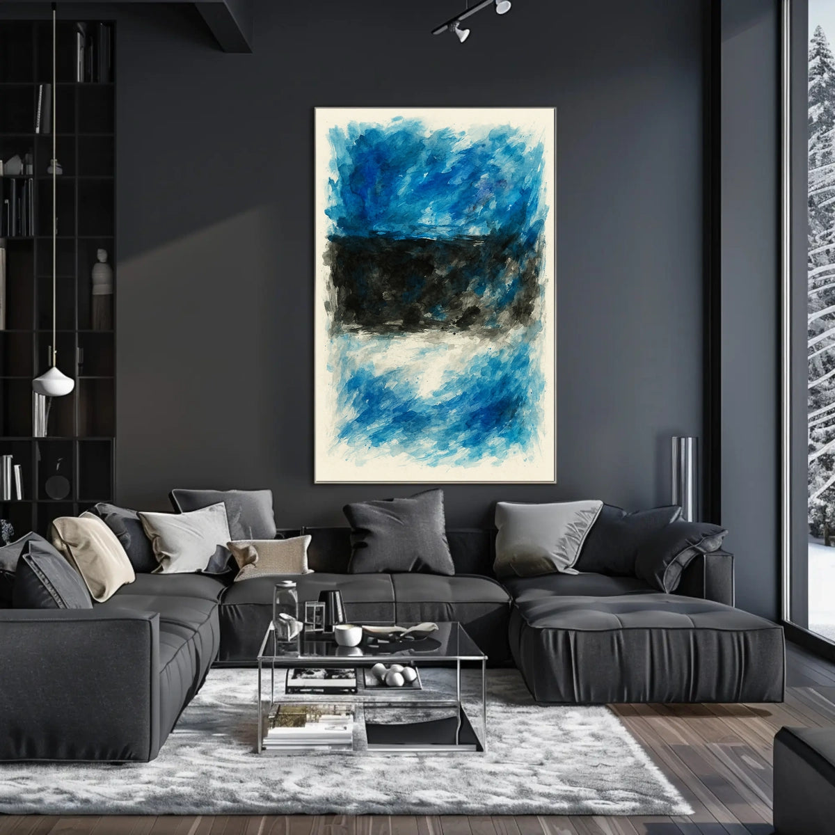 Abstract Blue And Black Composition Poster