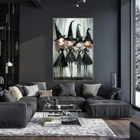 Stylized Witches Whimsical Gothic Monochromatic Poster