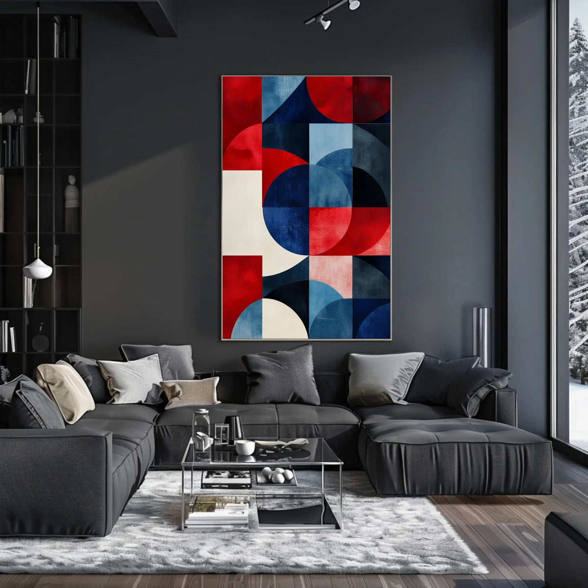 Geometric Shapes In Patriotic Abstract Art Modern Poster