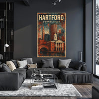 Hartford Cityscape Timeless Art Deco Poster