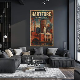 Hartford Cityscape Timeless Art Deco Poster